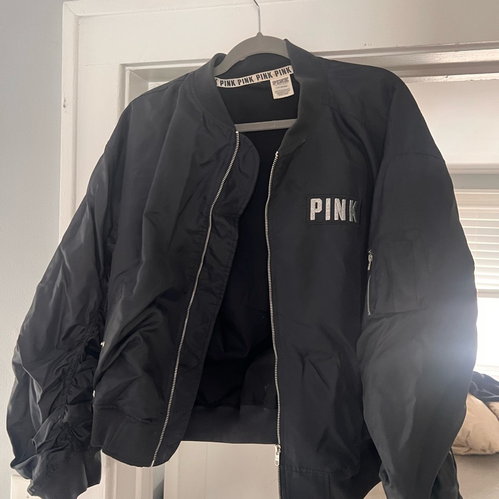 PINK Black Bomber Jacket